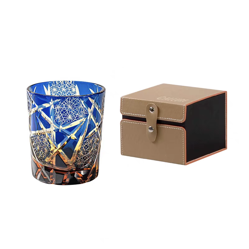 Edo Kiriko Whiskey Glasses - Hand-Carved Japanese Crystal Tumblers with Lightning Patterns