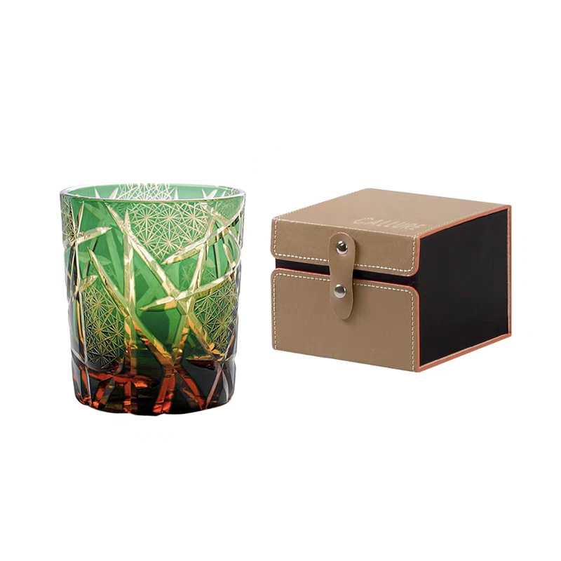 Edo Kiriko Whiskey Glasses - Hand-Carved Japanese Crystal Tumblers with Lightning Patterns